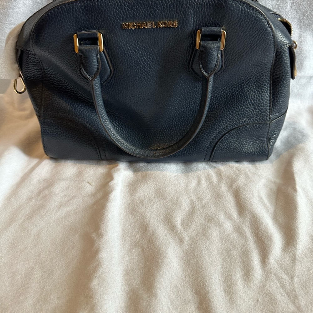 Michael Kors Navy Blue Leather Satchel